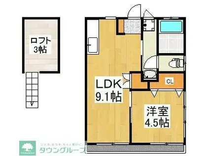光和荘(1LDK/2階)の間取り写真