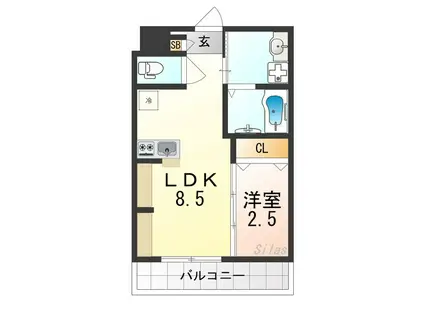 ジーイーオンズ(1LDK/1階)の間取り写真