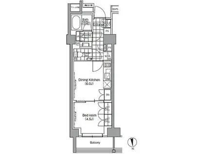 パークハビオ門前仲町(1DK/13階)の間取り写真