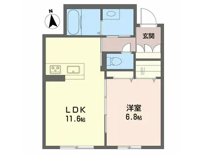 べレオ末広(1LDK/1階)の間取り写真