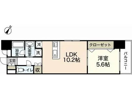 スプリングヘッズ鷹野橋(1LDK/9階)の間取り写真