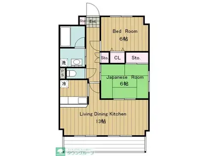 ロンドモンターニュ(2LDK/4階)の間取り写真