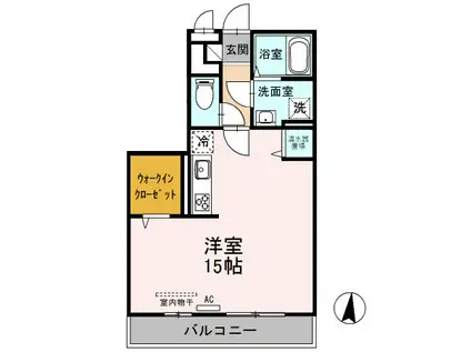 インペリアルコートA棟(ワンルーム/2階)の間取り写真