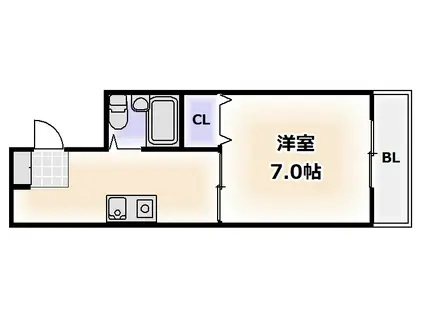 嵜本レジデンス難波南2(1DK/5階)の間取り写真