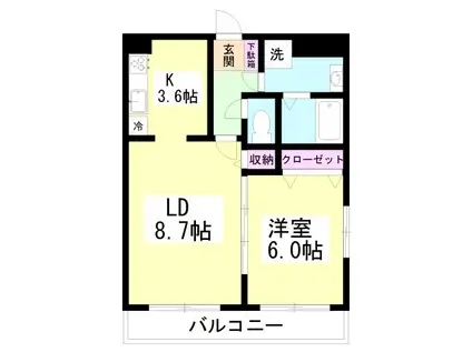 ユーフローレ(1LDK/1階)の間取り写真