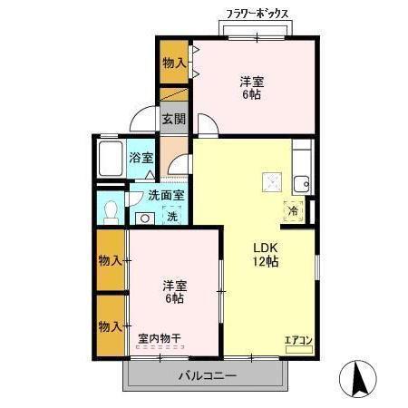 フローラフォンテA(2LDK/1階)の間取り写真