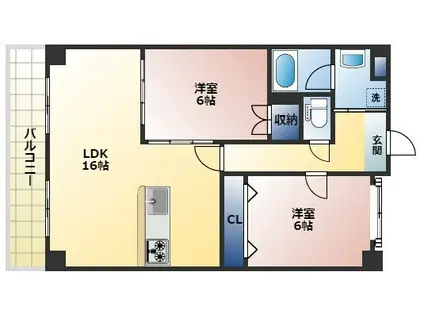 コンフォートスクエアー安部山(2LDK/2階)の間取り写真