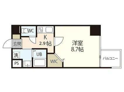 グラビスコート広島駅前通(1K/4階)の間取り写真