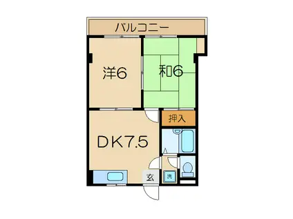 アイ・レジデンス(2DK/1階)の間取り写真