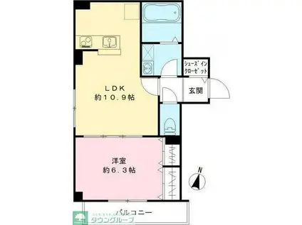 パークビュー世田谷桜丘(1LDK/3階)の間取り写真