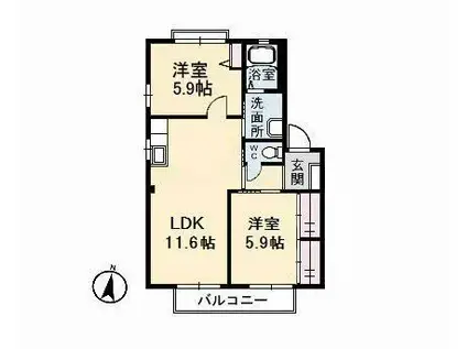 ルピナス(2LDK/2階)の間取り写真