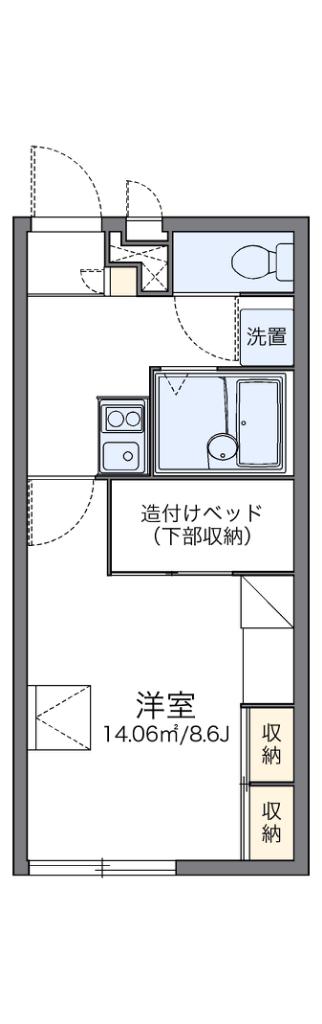 レオパレス旭町(1K/2階)の間取り写真
