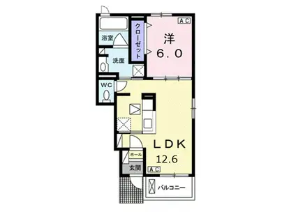 メゾン グレイス A(1LDK/1階)の間取り写真