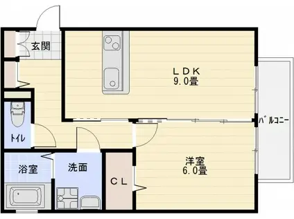 サンハイム法善寺(1LDK/2階)の間取り写真