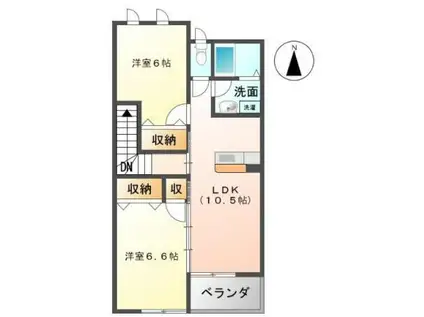 美和II(2LDK/2階)の間取り写真