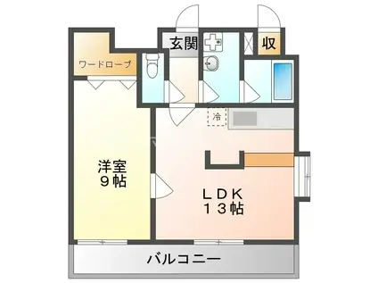 ヴィルフランシュ(1LDK/7階)の間取り写真