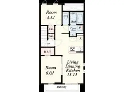 レディアントアーク(2LDK/2階)の間取り写真