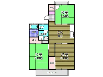 サニーハウス(3DK/2階)の間取り写真
