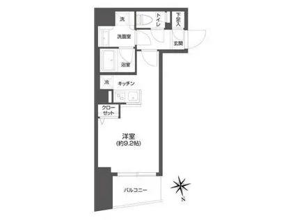 GRAN PASEO市谷甲良町 グランパセオ市谷甲良町(1K/5階)の間取り写真