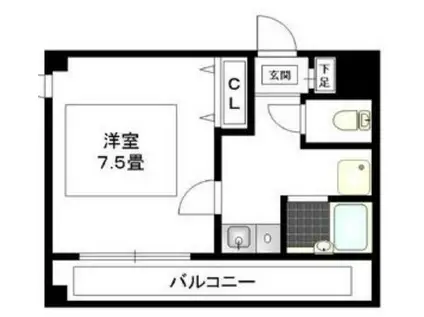 ルームIフジハイツ(1K/5階)の間取り写真