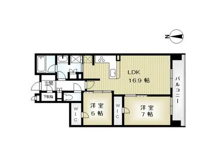 ジ・アーバネックス京都四条烏丸テラス(2LDK/6階)の間取り写真