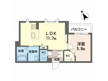 ラフィーネ高須(1LDK/2階)の間取り写真