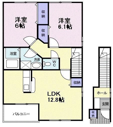ビエント紫風 III(2LDK/2階)の間取り写真