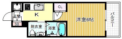 エスリード福島ウエスト(1K/11階)の間取り写真