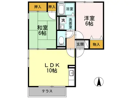 メゾン・ド・ルミエール B棟(2LDK/1階)の間取り写真