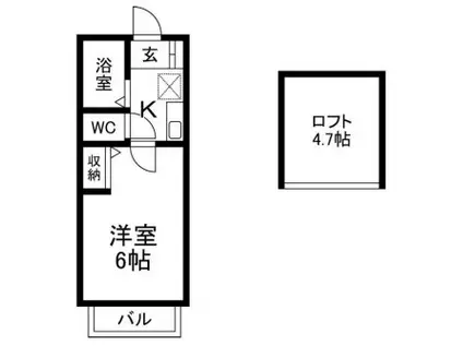 サフィール向ヶ丘(1K/1階)の間取り写真