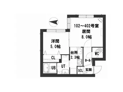 グランメールTS新道東(1LDK/3階)の間取り写真
