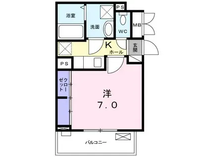 ハイムペガサスIII(1K/3階)の間取り写真