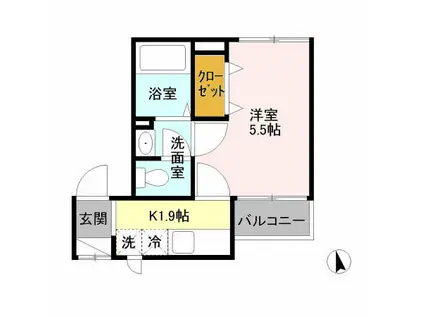 ハイツ・タカイド(1K/3階)の間取り写真