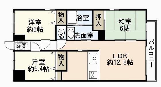 セゾン天方(3LDK/4階)の間取り写真