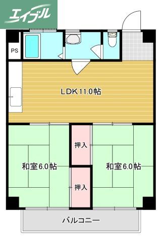 坂本マンション(2LDK/3階)の間取り写真