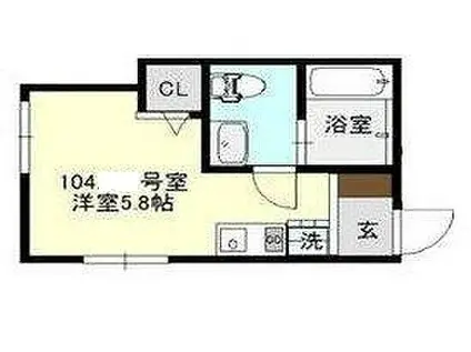 グレースコート横浜山手(ワンルーム/1階)の間取り写真