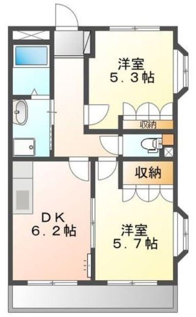 フラワーヒルズ天白A(2DK/2階)の間取り写真