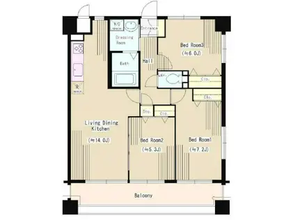 ワイズコート三保(3LDK/6階)の間取り写真