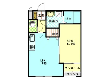ニアステーションII(1LDK/3階)の間取り写真