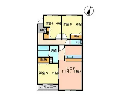 プランドール柏木(3LDK/3階)の間取り写真