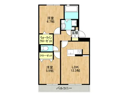 AXIAL D(2LDK/1階)の間取り写真