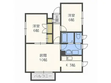 トリオ383(2LDK/3階)の間取り写真
