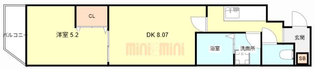 パークス神戸(1LDK/2階)の間取り写真