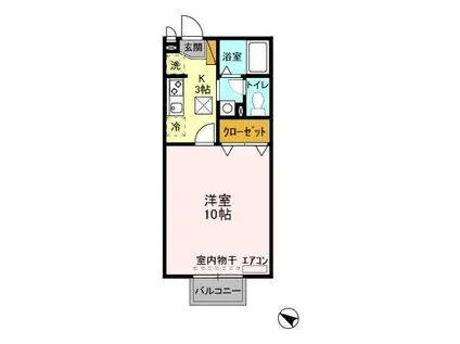 アドラブール(1K/2階)の間取り写真