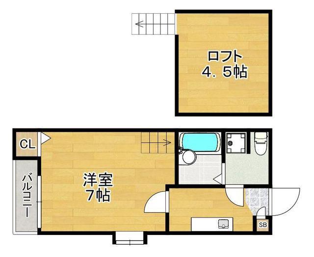 ベネフィスタウン井尻1(1K/2階)の間取り写真