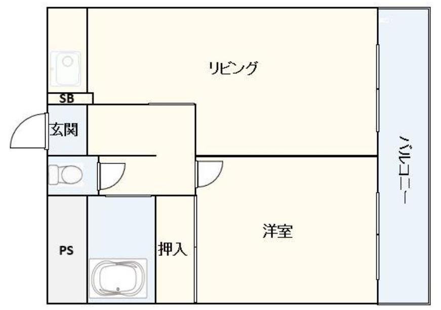 パリーサーハウス(1LDK/3階)の間取り写真