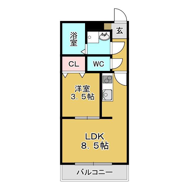 ブラン台原(1LDK/2階)の間取り写真