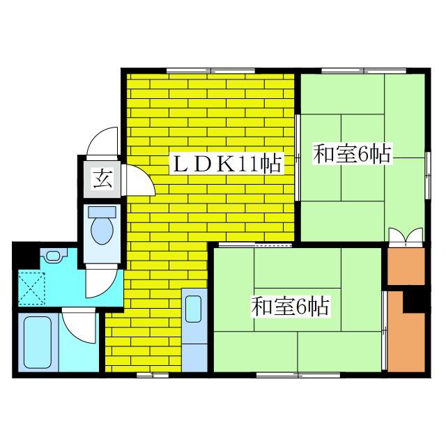 フォーブルミヨシB(2LDK/3階)の間取り写真