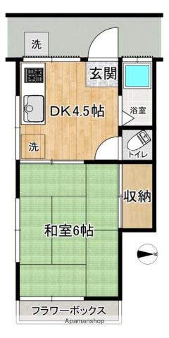 清峰荘(1DK/2階)の間取り写真