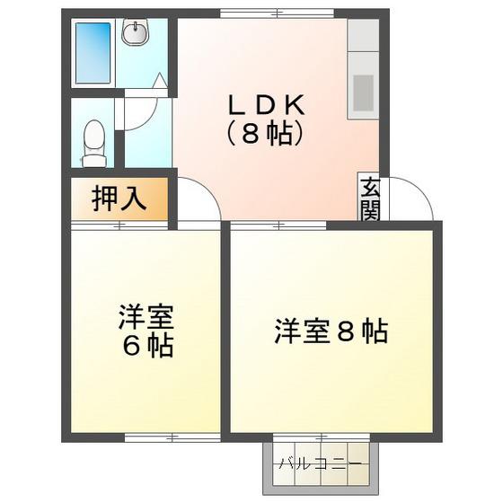カルネ B(2LDK/2階)の間取り写真